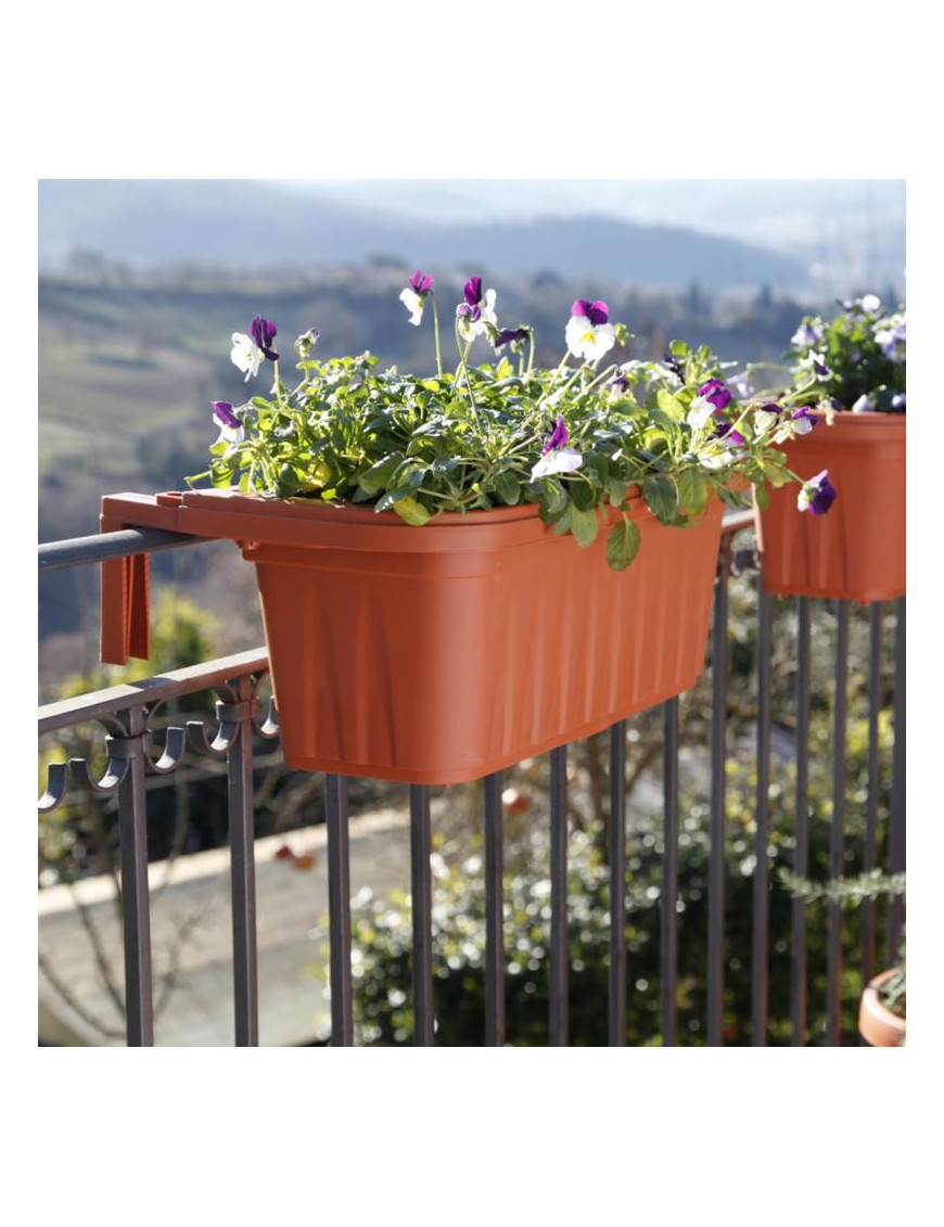 BALCONETTA RETTANGOLARE -RONDINE- cm 50x20xh.18,5 - lt.11 terracotta